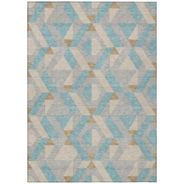 Chantille Machine Washable Indoor/Outdoor Abstract ACN2962 Aqua 10 ft. x 14 ft. Area Rug