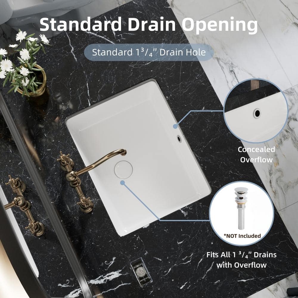 20-Inch White Gloss Ceramic Undermount Bathroom Sink