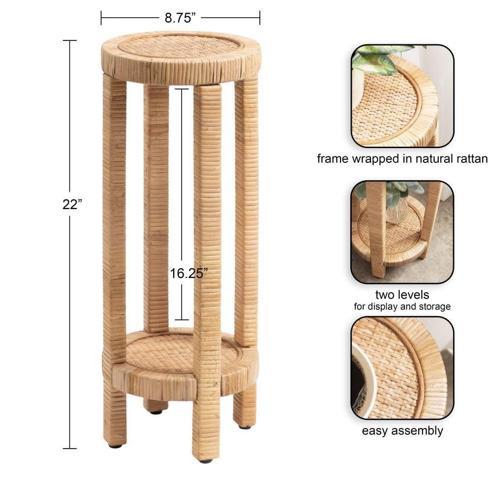 Rafina 8.5 in. Natural Round MDF End Table - thumbnail 4
