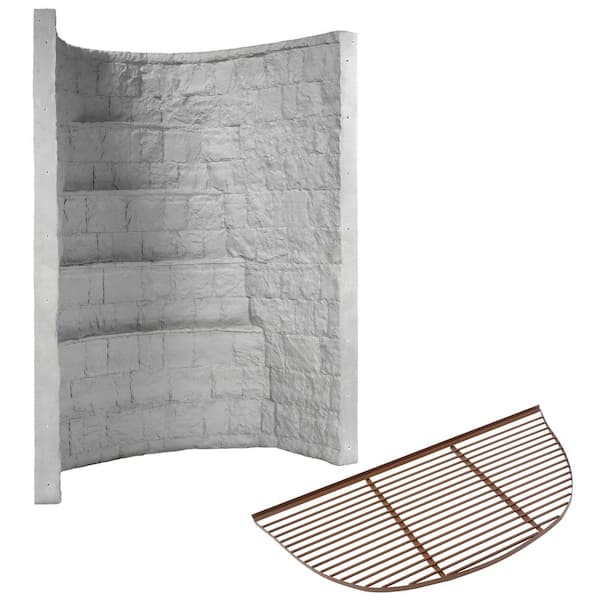 SHAPE PRODUCTS Rockwell 66 in. x 44 in. x 96 in. Gray Composite Window Well with Aluminum Bar Grate