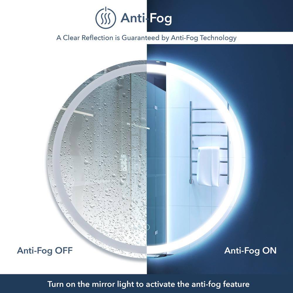 Dane Round Frameless Antifog LED Bathroom Vanity Mirror