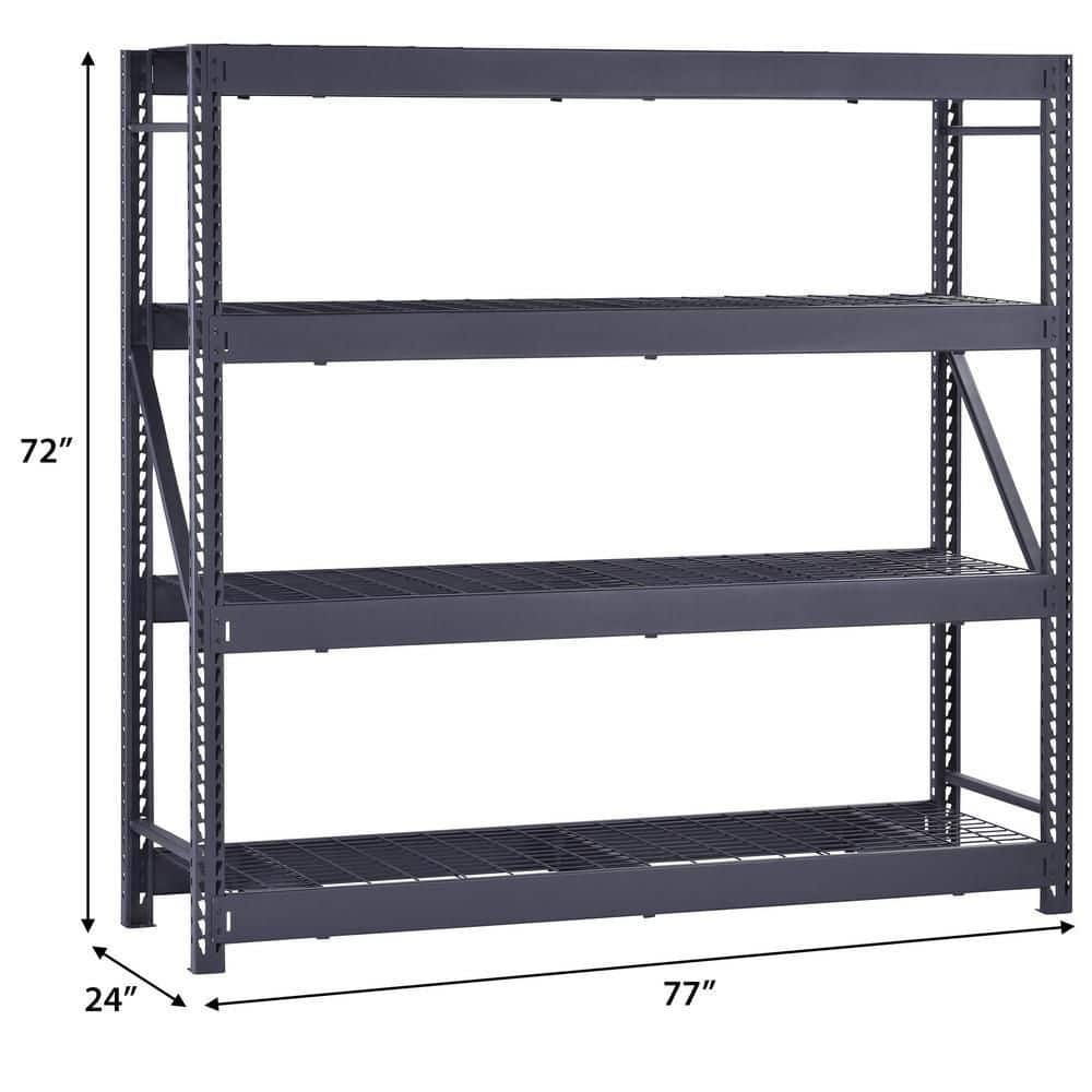 4 shelf - Garage Storage Shelving Unit in Black (77 in. W x 72 in. H x 24 in. D)