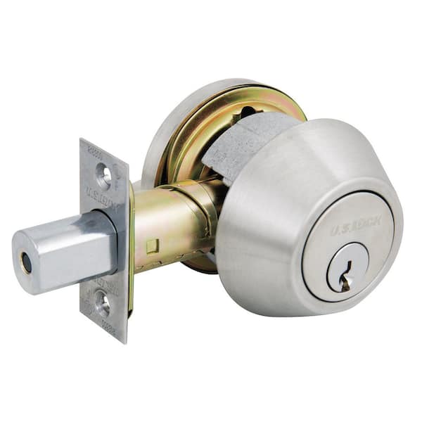 US Lock 1600 Series GR2 US32D Single Cylinder Deadbolt SC1 Adjustable Backset