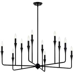 Alvaro 39.75 in. 12-Light Black Modern Candle Chandelier for Dining Room