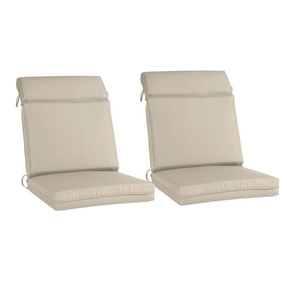 21 in. x 20 in. Outdoor High Back Dining Chair Cushion in Khaki (2-Pack) price history on PriceWatchPro
