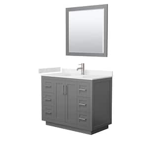Miranda 42 in. W Single Bath Vanity in Dark Gray w/Cultured Marble Vanity Top in LV Carrara with White Basin and Mirror