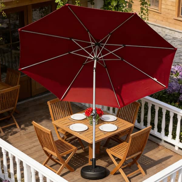 Coporesell 9 ft. Brick Red Patio Umbrella in with Push Button Tilt and Crank
