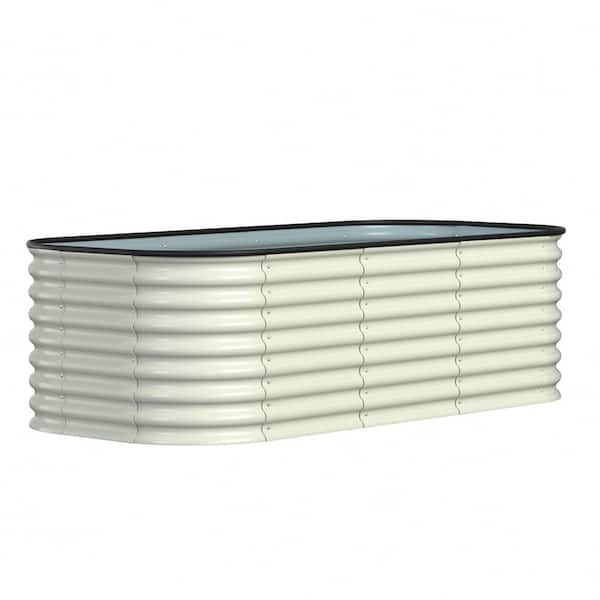 6 ft. x 3 ft. x 2 ft. Galvanized Steel Raised Garden Bed Planter Box Outdoor, Pearl White