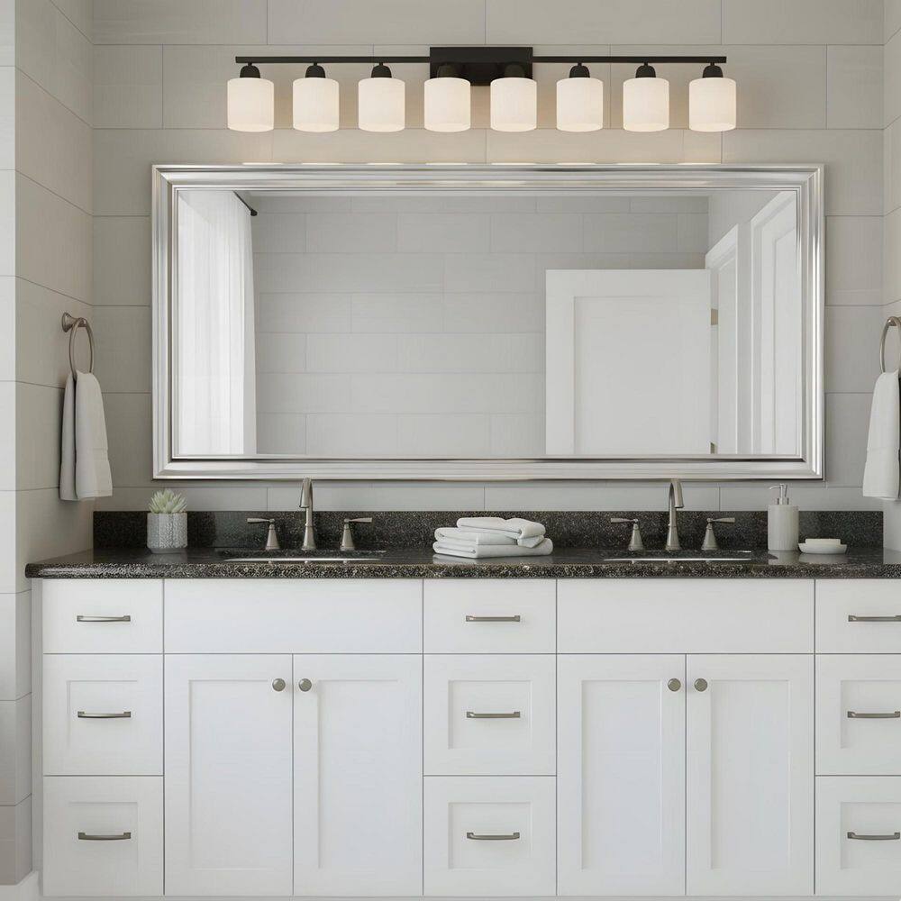 51.6 in. 8-Light Matte Black Bathroom Vanity Light with White Glass Shades price history on PriceWatchPro