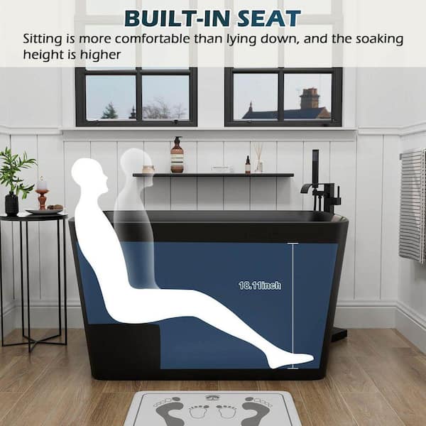 GIVING TREE Kyoto 47 in. x 27.5 in. Japanese Soaking Bathtub with