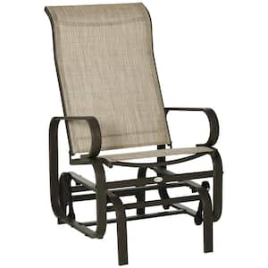 Brown Metal Outdoor Glider with Smooth Rocking Arms and Lightweight Construction for Patio Backyard