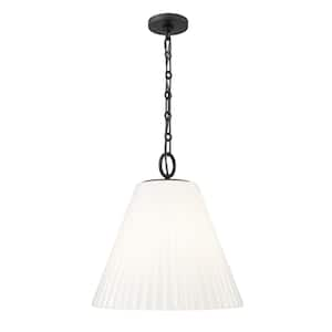 Alaric 60-Watt 3-Light Matte Black Pendant-Light with White Glass shade, no bulbs included