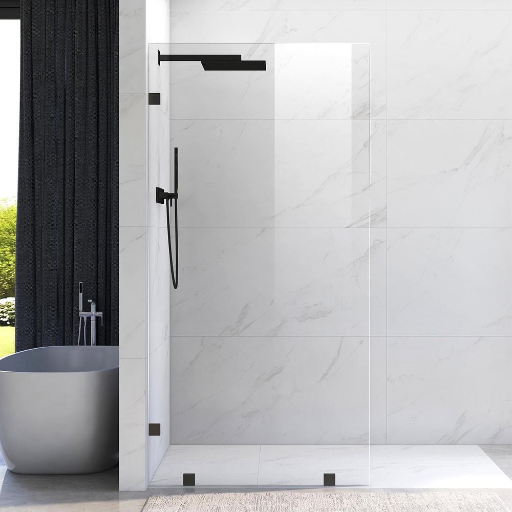 UKH07B2 42 in. W x 80 in. H Frameless Fixed Shower Door Panel in Matte Black, SGCC 3/8 in. Clear Tempered Glass price history on PriceWatchPro
