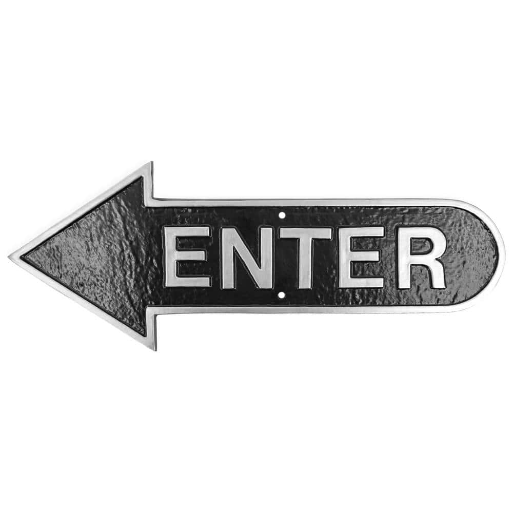 "6"" x 15.5"" Left Arrow Enter Statement Plaque Sign-Black/Silver" price history on PriceWatchPro