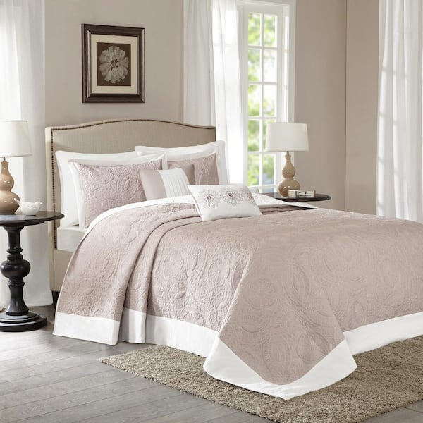 Madison Park Stanton 5-Piece Khaki King Reversible Bedspread Set