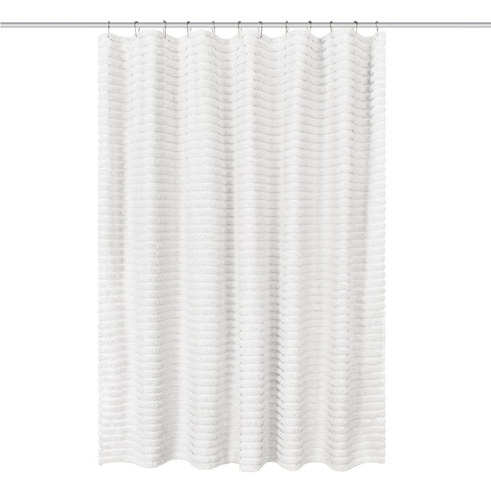 Darby White Polyester Shower Curtain 72 x 72 in.