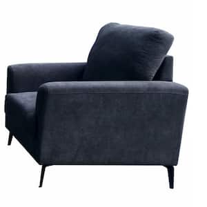 Black Chenille Fabric Armchair with Cushioned Seat and Metal Legs