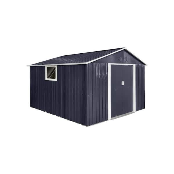 11.2 ft. W x 10.6 ft. D Metal Shed with Window, Metal Frame, Grey (119 sq. ft.)