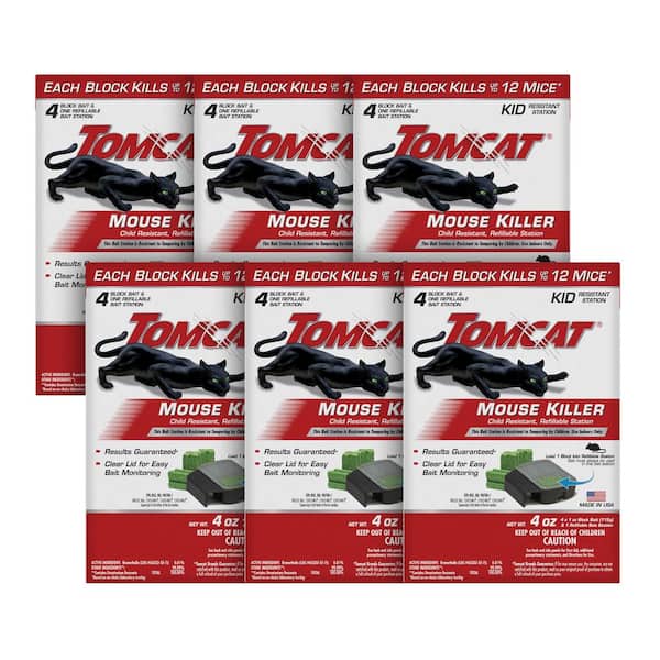 Mouse Killer Child Resistant, Refillable Station, 6 Packages each which contain 1 Station and 4 Bait Block Refills