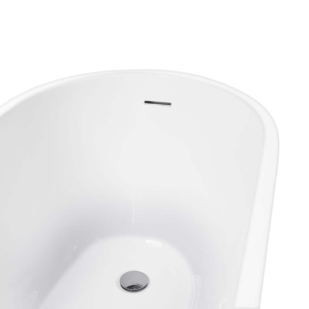 67" White Acrylic Freestanding Soaking Bathtub