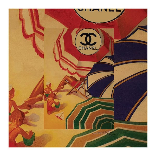 VENICE BEACH Collections Vintage Designer Beach Umbrellas by Fairchild Paris 1-Piece Unframed Abstract Poster Art Print 30 in. x 30 in.