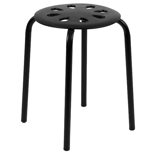 Carnegy Avenue 7.5 in. Height Black Plastic Nesting Stack Stools (5-Pack)