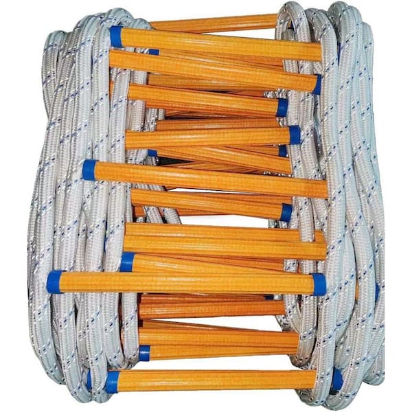 Emergency Fire Escape Ladder Reach 26.2 ft. Flame Resistant Rope Ladder w/ Hooks Fast Deploy 2 Story 2000 lbs. Capacity