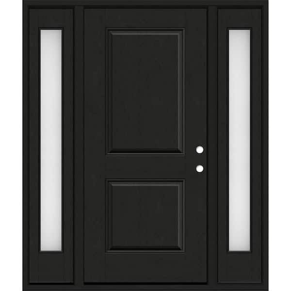 Steves & Sons Regency 64 in. x 80 in. 2P Squaretop LHIS Onyx Stain Mahogany Fiberglass Prehung Front Door with Obscure12in. SLs 6-9/16