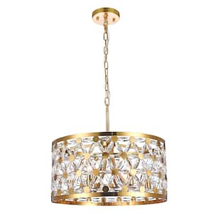 Mijo 6-Light Copper Crystal Basket Drum Chandelier for Bedroom;Living Room with No Bulbs Included