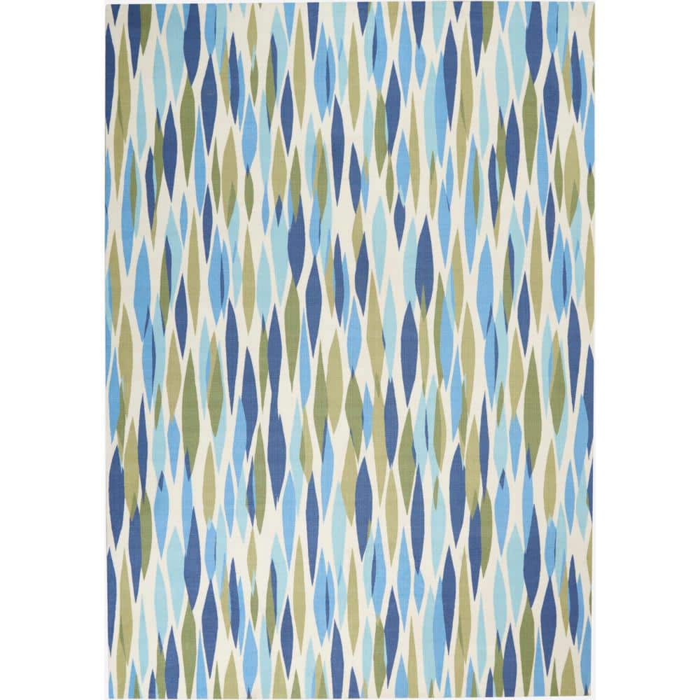 Seaglass Blue & White Traditional 4' x 6' Reversible Rug