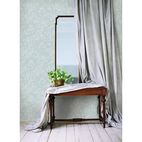 Noemi Light Blue Acanthus Wallpaper Sample