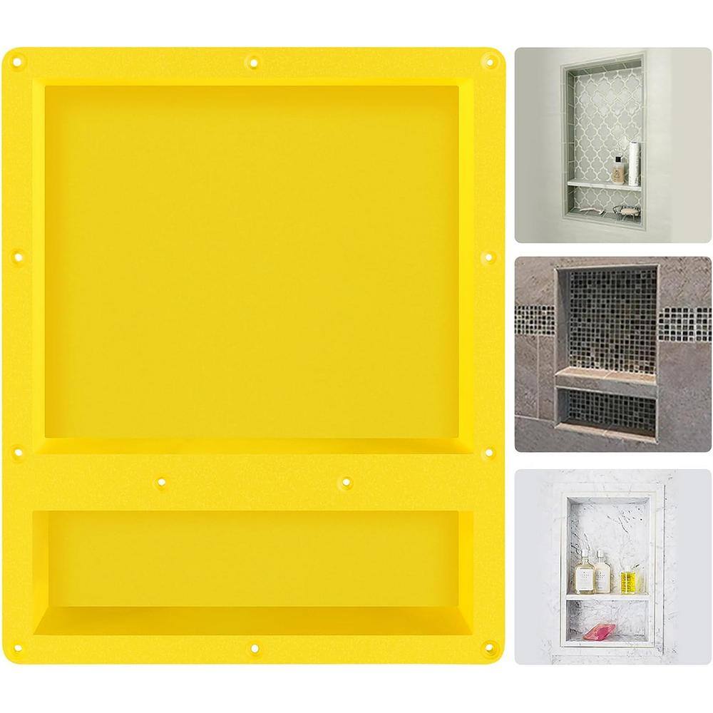 Yellow Rectangular Double Shelf Leakproof Shower Niche