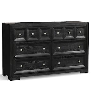 Flonnin Modern Classic Black 6 Drawer 62 in. Wide Dresser With Cedarwood-Lined Bottom Drawers