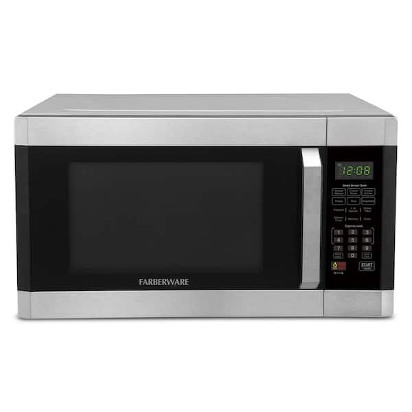 Farberware 1.6 cu. Ft. 1100- Watt Countertop Microwave Oven with Smart Sensor in Stainless Steel with Platinum