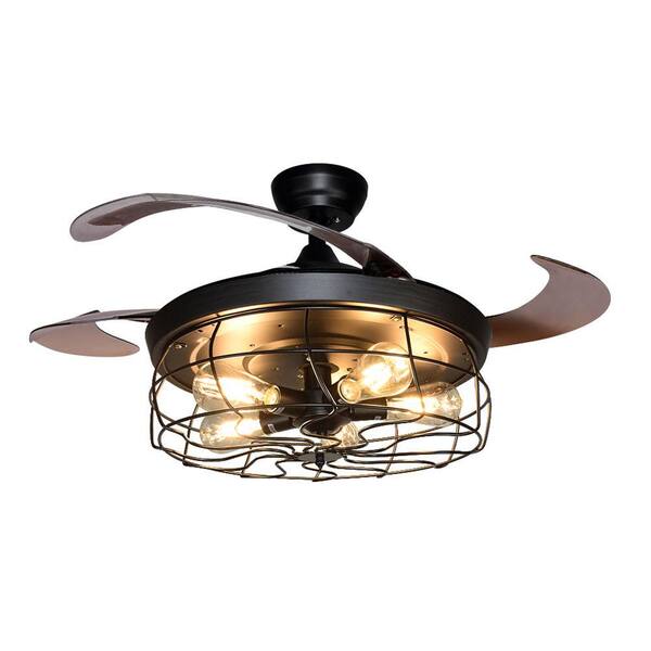 Depuley 42 in. 5 Lights Indoor/Outdoor Black Industrial Ceiling Fan