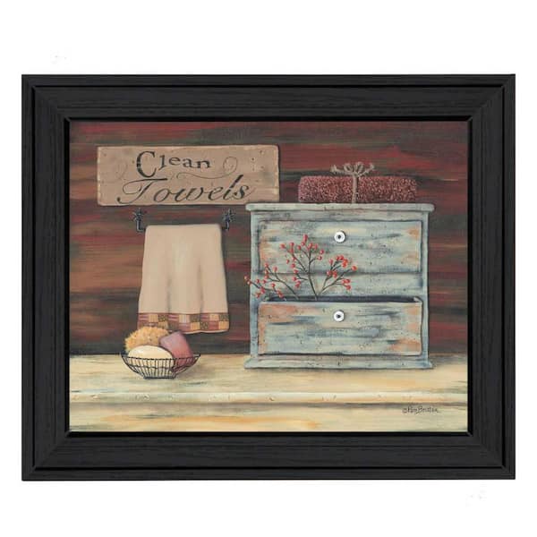 HomeRoots Charlie Clean Towels 1-Piece Framed Wall Art 16 in. x 13 in.