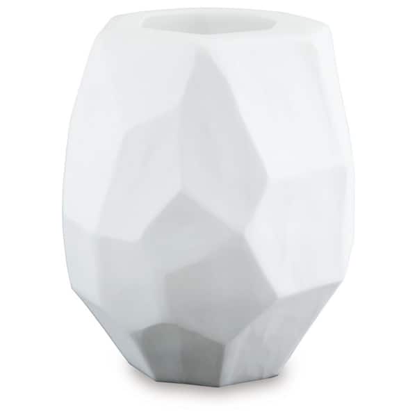 Signature DESIGN BY ASHLEY Karenton 10 in. White Glass Bud Decorative Vase