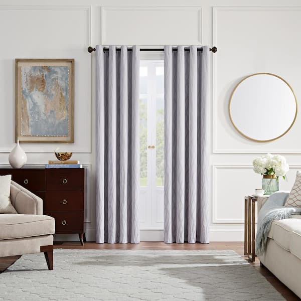 Eclipse Wendell Grey Jacquard Polyester Blend 54 in. W x 84 in. L Grommeted Blackout Curtain Panel