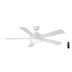 Baxtan 56 in. Indoor Matte White Ceiling Fan with Warm White Integrated LED with Remote Included