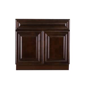 Edinburgh Espresso Plywood Raised Panel Stock Assembled Sink Base Kitchen Cabinet (36 in. W x 34.5 in. H x 24 in. D)