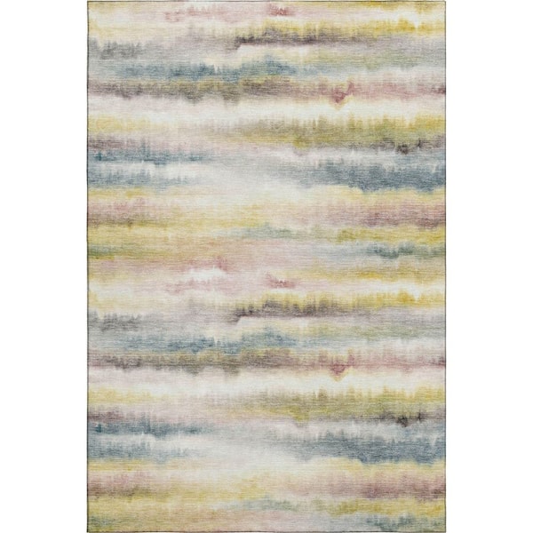 Mayfield Premium Machine Washable Abstract AMF2098 Gold 8 ft. x 10 ft. Area Rug