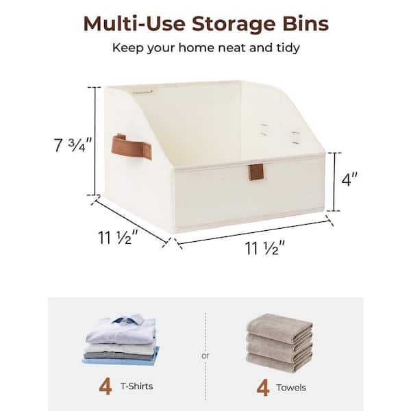 Afoxsos Ivory White 12in x 10in Fabric Trapezoid Closet Storage
