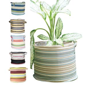 Boho 12 in. Dia Grey Multi-Color Fabric Planter with Liner