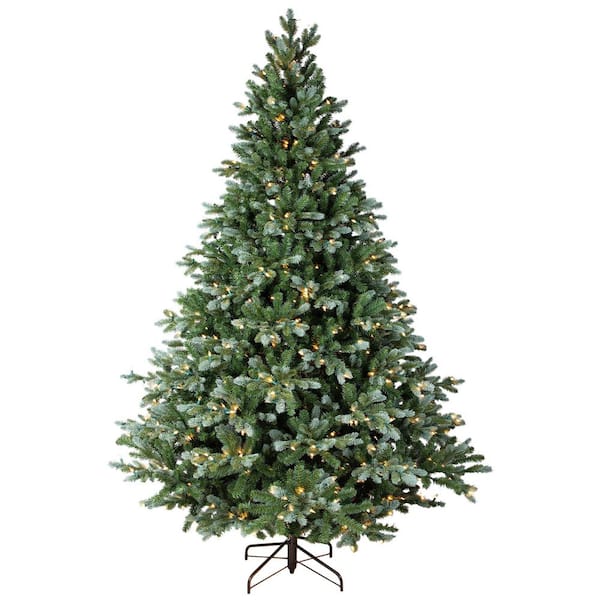 Real Touch️Pre-Lit Full Blue Spruce Artificial Christmas Tree-7.5'-Clear