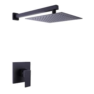 Single Handle 1-Spray 10 inch Shower Faucet with Head Shower, Square Head Shower 2 GPM with Drip Free in. Matte Black