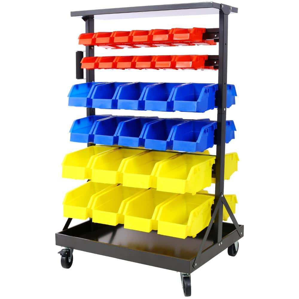 6-Tier Dual-Sided Rolling Bin Rack, 350 Pound Capacity, Includes 60 Organizer Bins, with Tray and Casters price history on PriceWatchPro