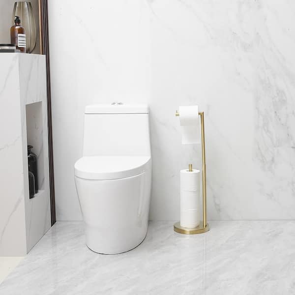 Stone RRB by WS Bath Collections, Freestanding Reserve Toilet Paper Holder  in Matte White