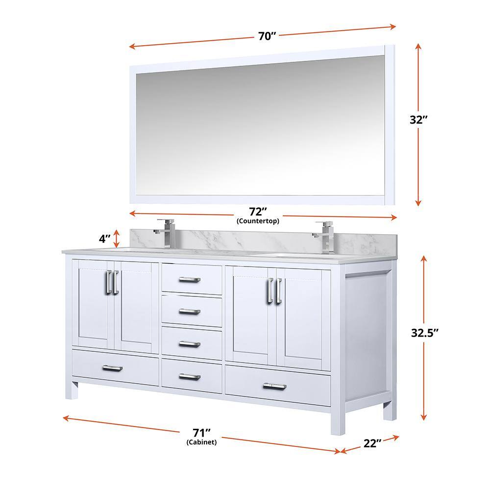 Jacques 72" White Double Vanity with Quartz Top