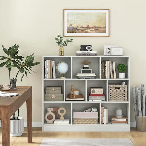 Costway 41 in. Tall White Engineered Wood 10-Shelf Standard Bookcase with Anti-Toppling Kits