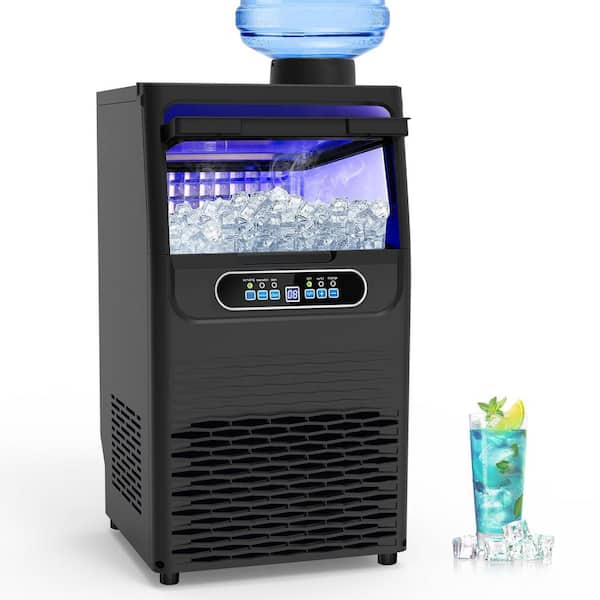 14 in. 100 lbs./24H Built-In or Freestanding Half Size Cubes Ice Maker with 30 lbs. Storage, Self-Cleaning, Black